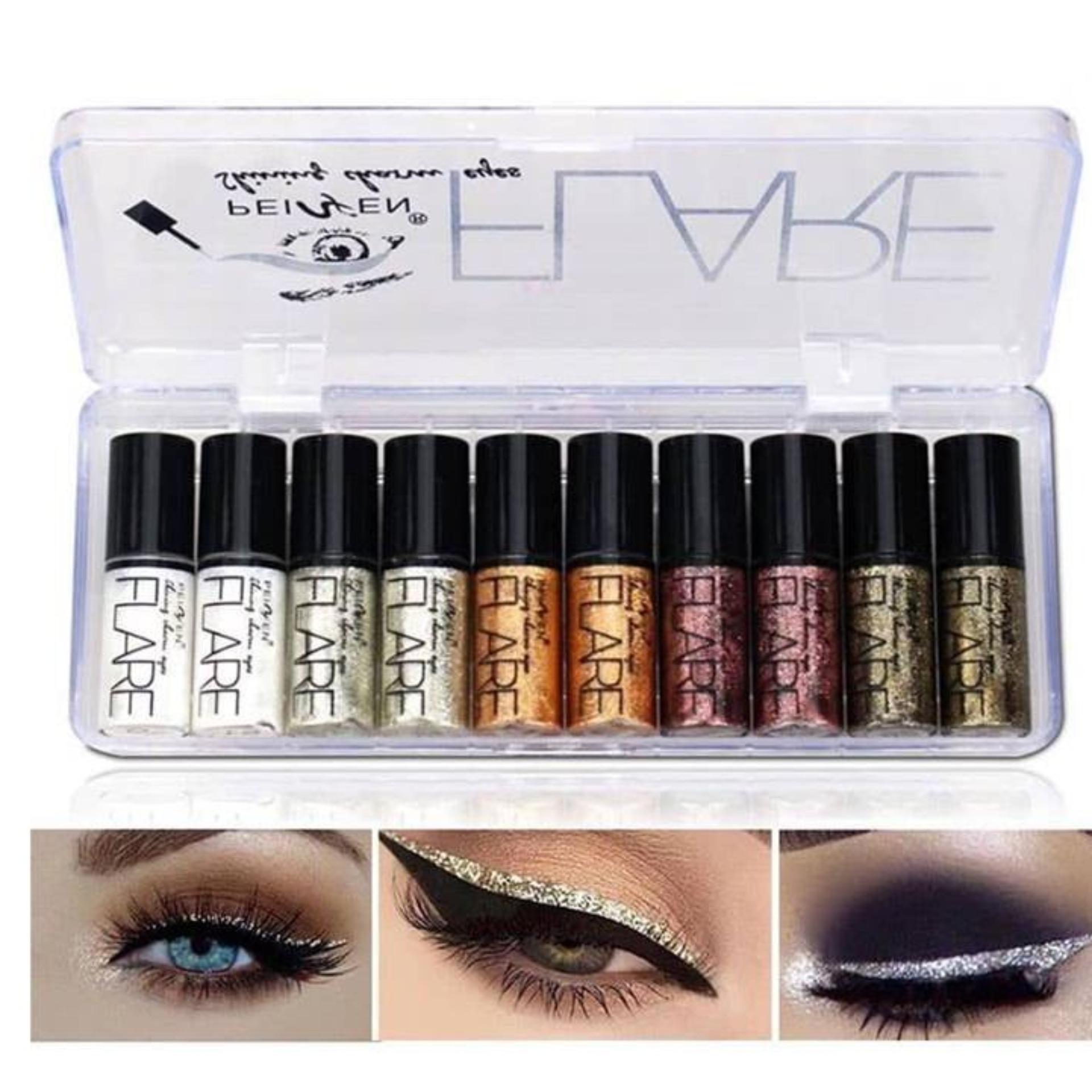 Set Nhũ Mắt Kim Tuyến Flare - Hộp 10 Cây