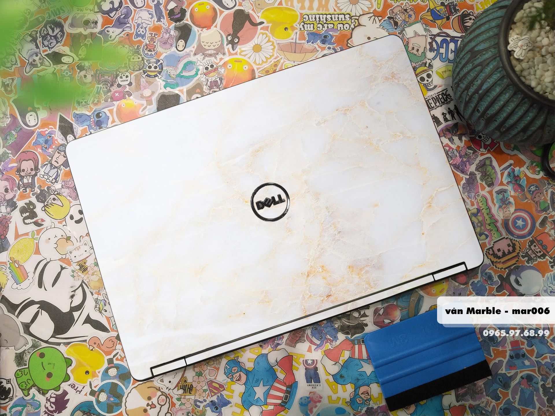 Decal Skin dán Laptop Dell mẫu vân Marble (inbox mã máy cho shop)