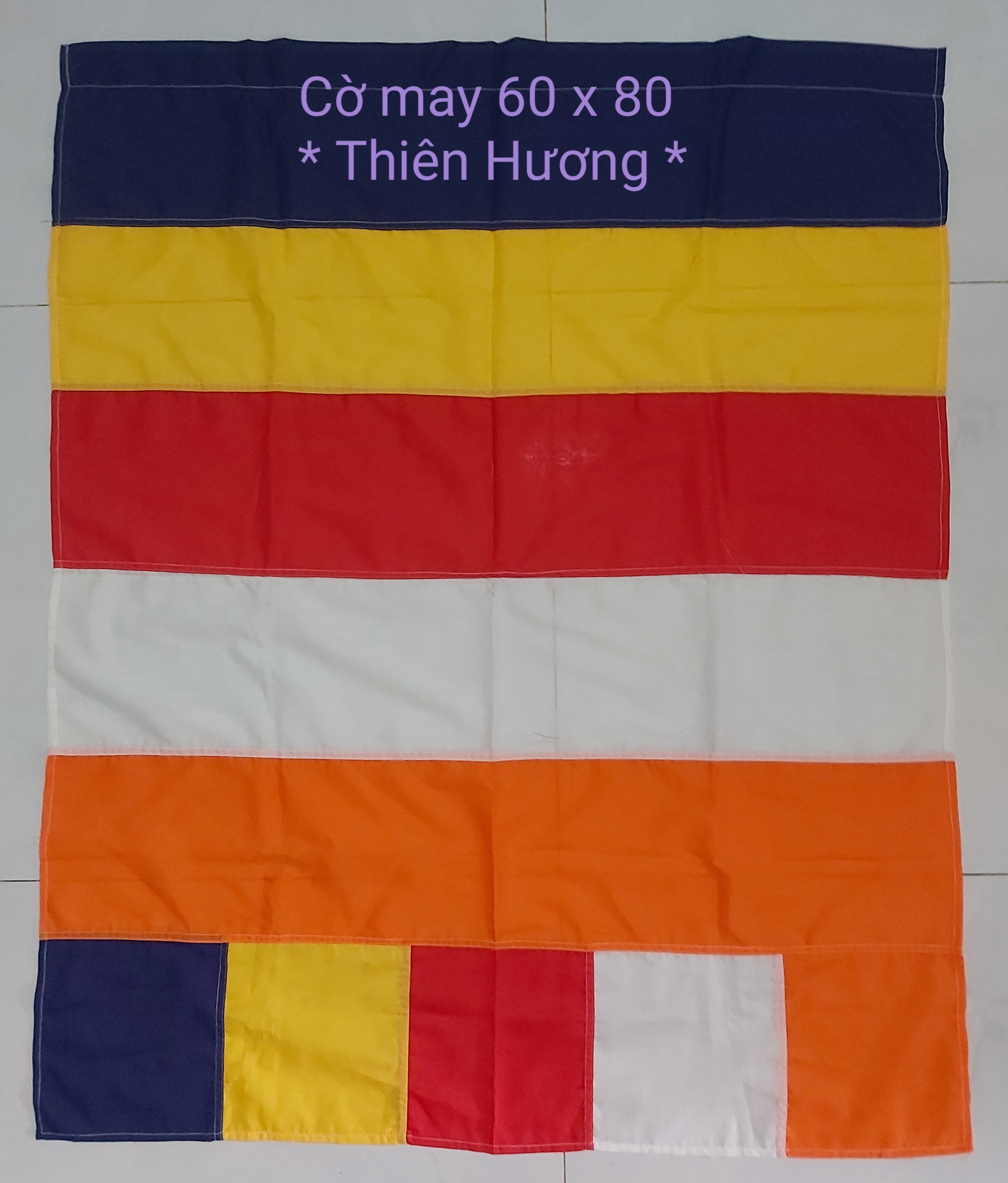Cờ Phật giáo size 60x80 ( vải kate)