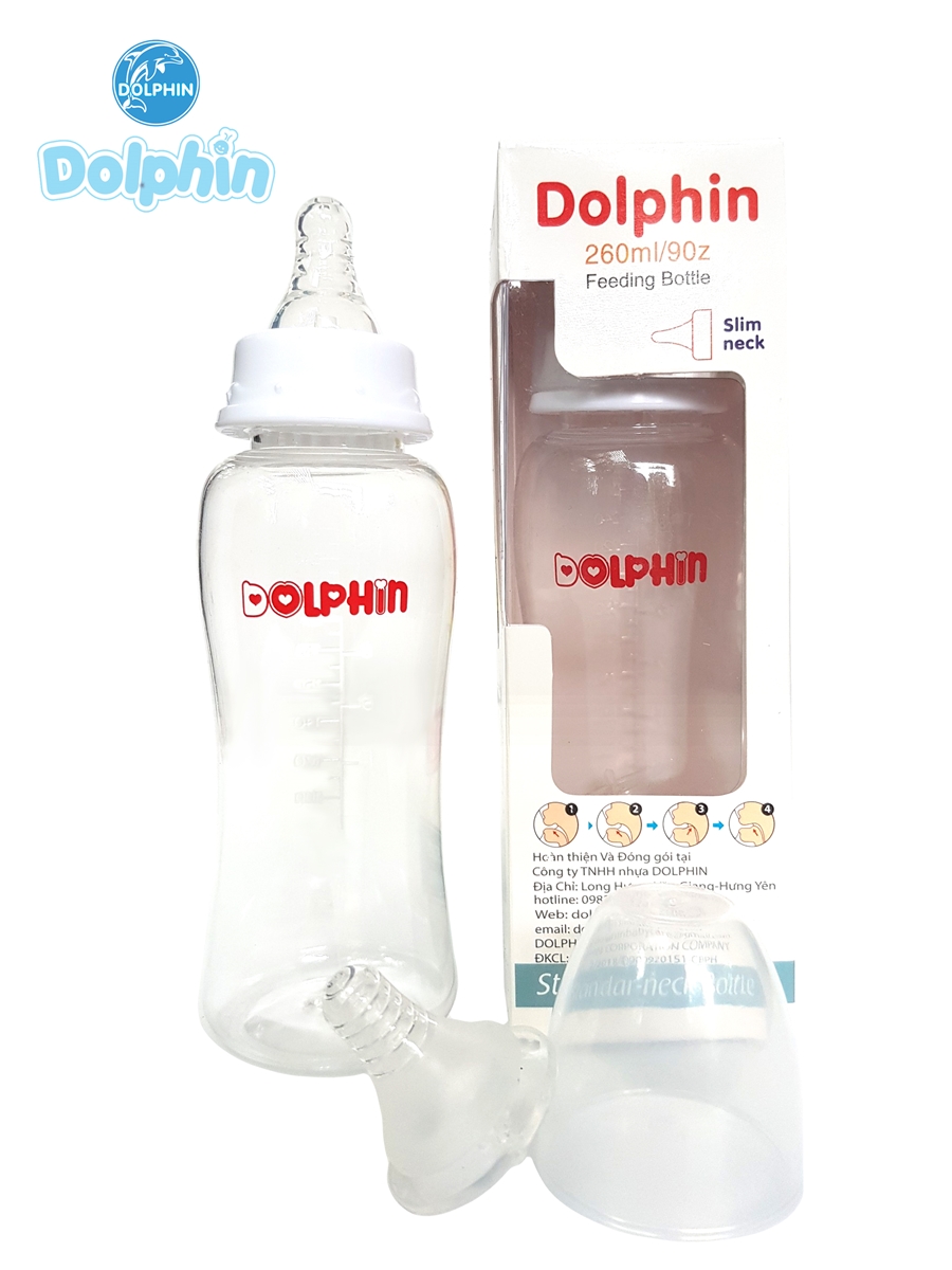 Bình Sữa Streamline Cổ Hẹp PC Dolphin 80ml/ 160ml/ 260ml