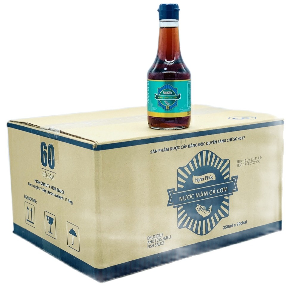 (THÙNG XỐP COMBO 02 CHAI - MỖI CHAI 250ML) Nước mắm Hạnh Phúc 60 độ đạm chai 250ml
