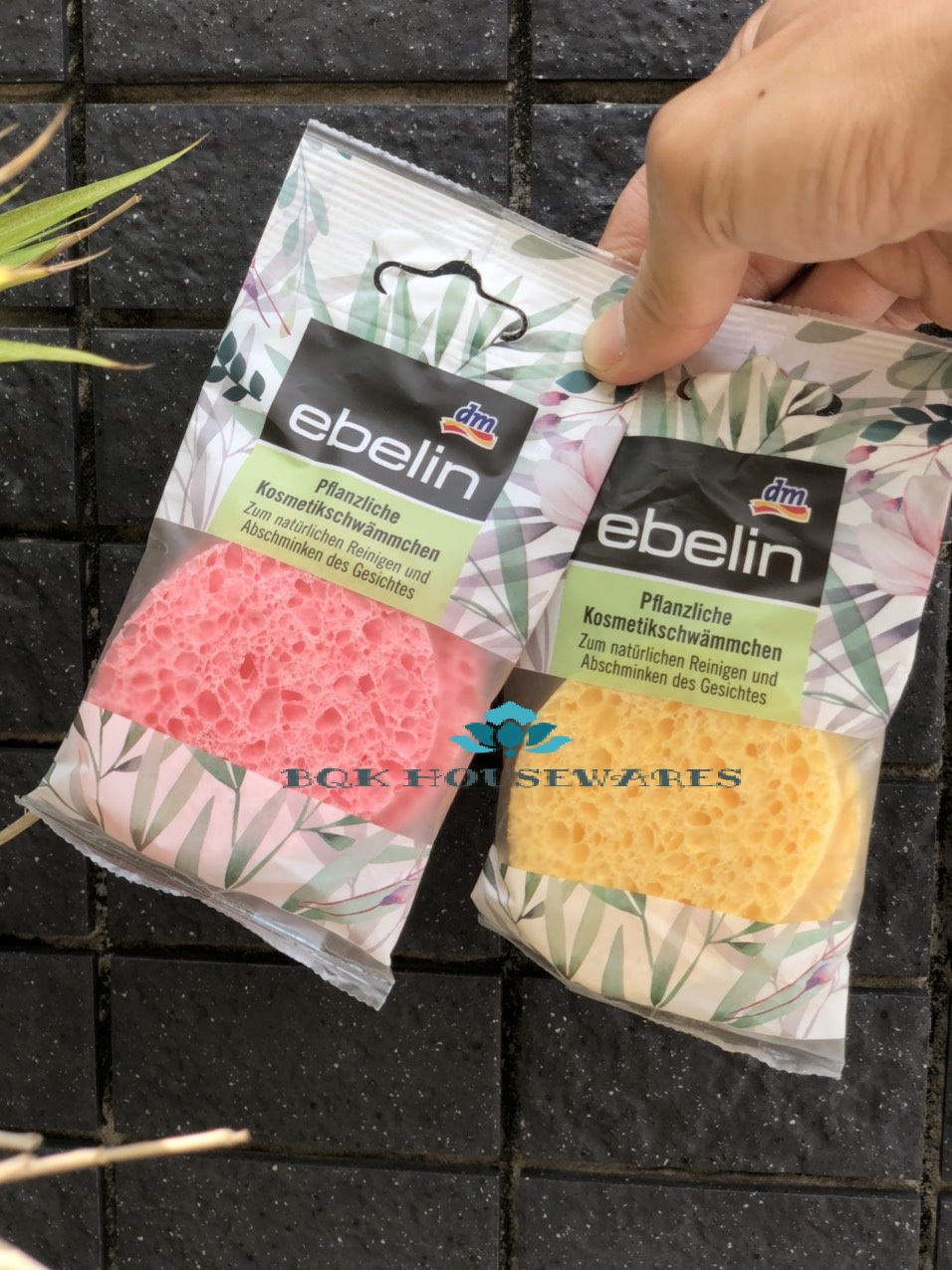 Bọt biển rửa mặt Ebelin gồm 2 miếng Kháng khuẩn của Đức
