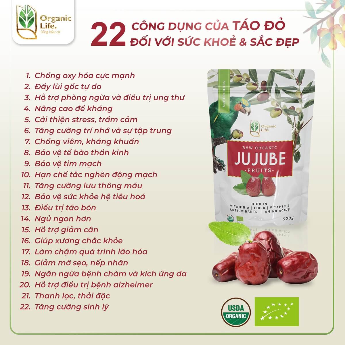 Táo Đỏ Hữu Cơ ORGANIC LIFE 500gr