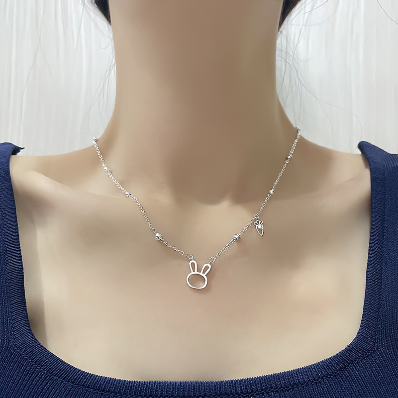 Dây chuyền thỏ cà rốt mạ bạc dễ thương