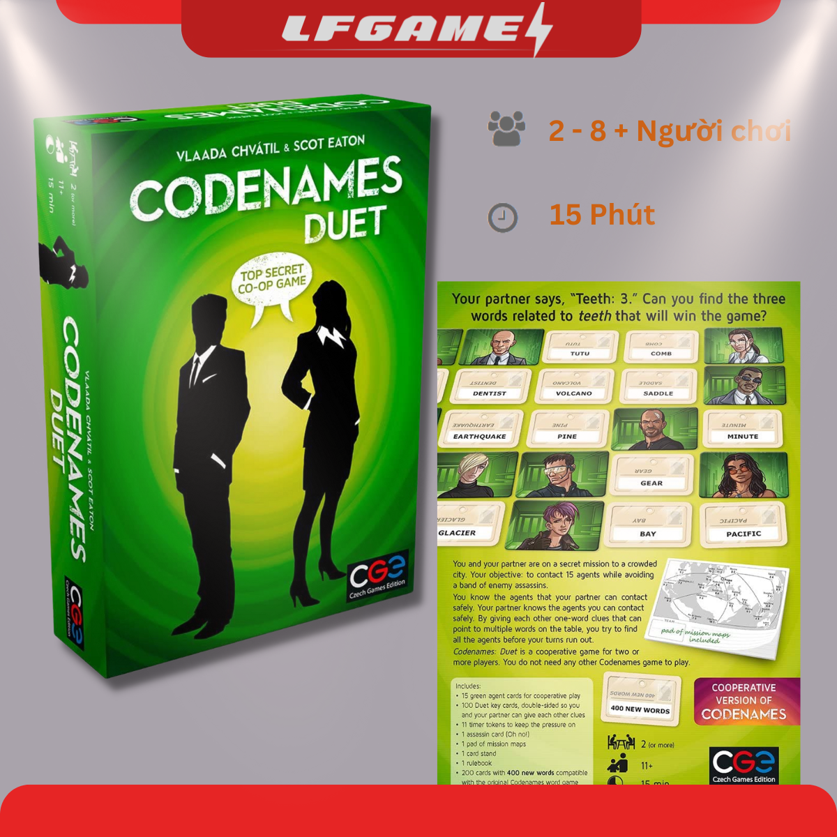 [Bản cao cấp] Bộ Trò chơi Boardgame Codenames - Codenames Picture Words Duet Deep Under Cover tiếng anh