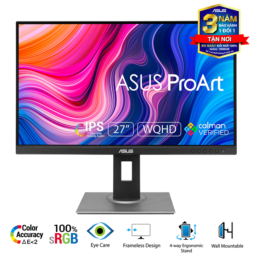 Màn hình Asus ProArt PA248QV (24inch/WUXGA/IPS/75Hz/5ms/300nits/HDMI+DP+DSub+Audio+USB)