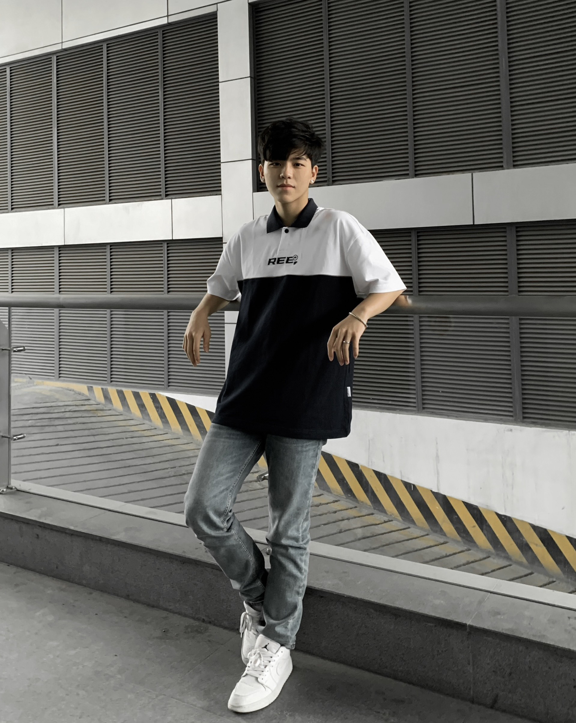 LOCAL BRAND REE - ÁO POLO BASIC TRẮNG PHỐI ĐEN