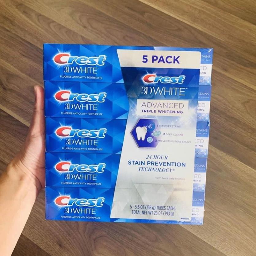 [HCM]Kem đánh răng CREST 3D White Advanced Triple Whitening 158g