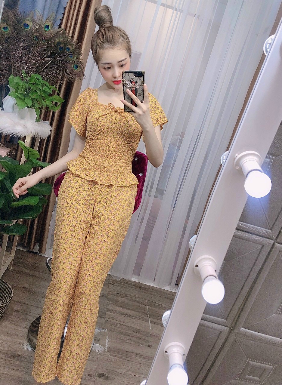 Đồ bộ ngủ nữ mặc nhà bộ quần áo 2 dây nữ bộ mặc ngủ nữ quần đùi vải Latin freesize 54kg, cn76