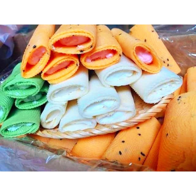 bánh xếp kem mix 3 vị ( dứa / dâu / kem ) - siêu hấp dẫn - 250g ( ăn cực ngon )