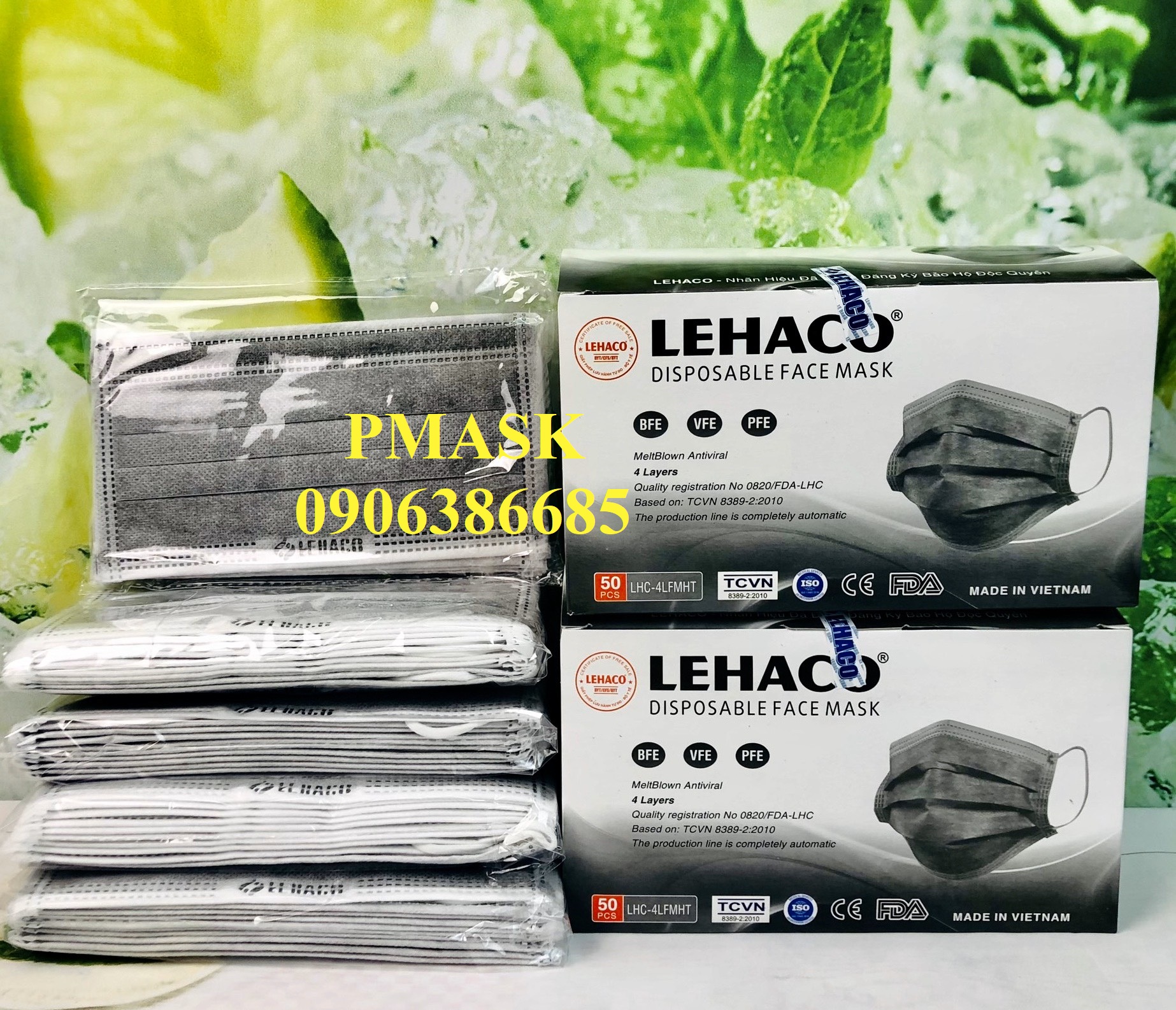 Khẩu trang 4 Lớp Lehaco Xám