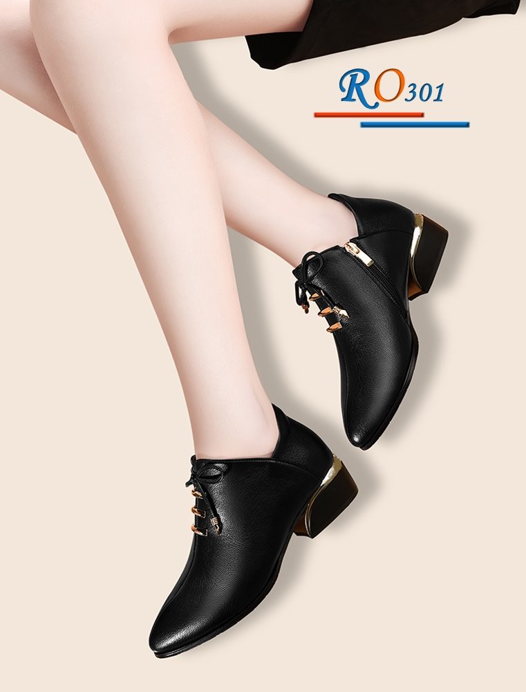 Giày bốt nữ cổ ngắn hàng hiệu Rosata RO301