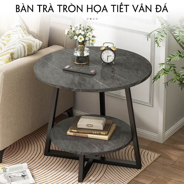 Bàn trà 2 tầng, bàn trà sofa vân đá cẩm thạch