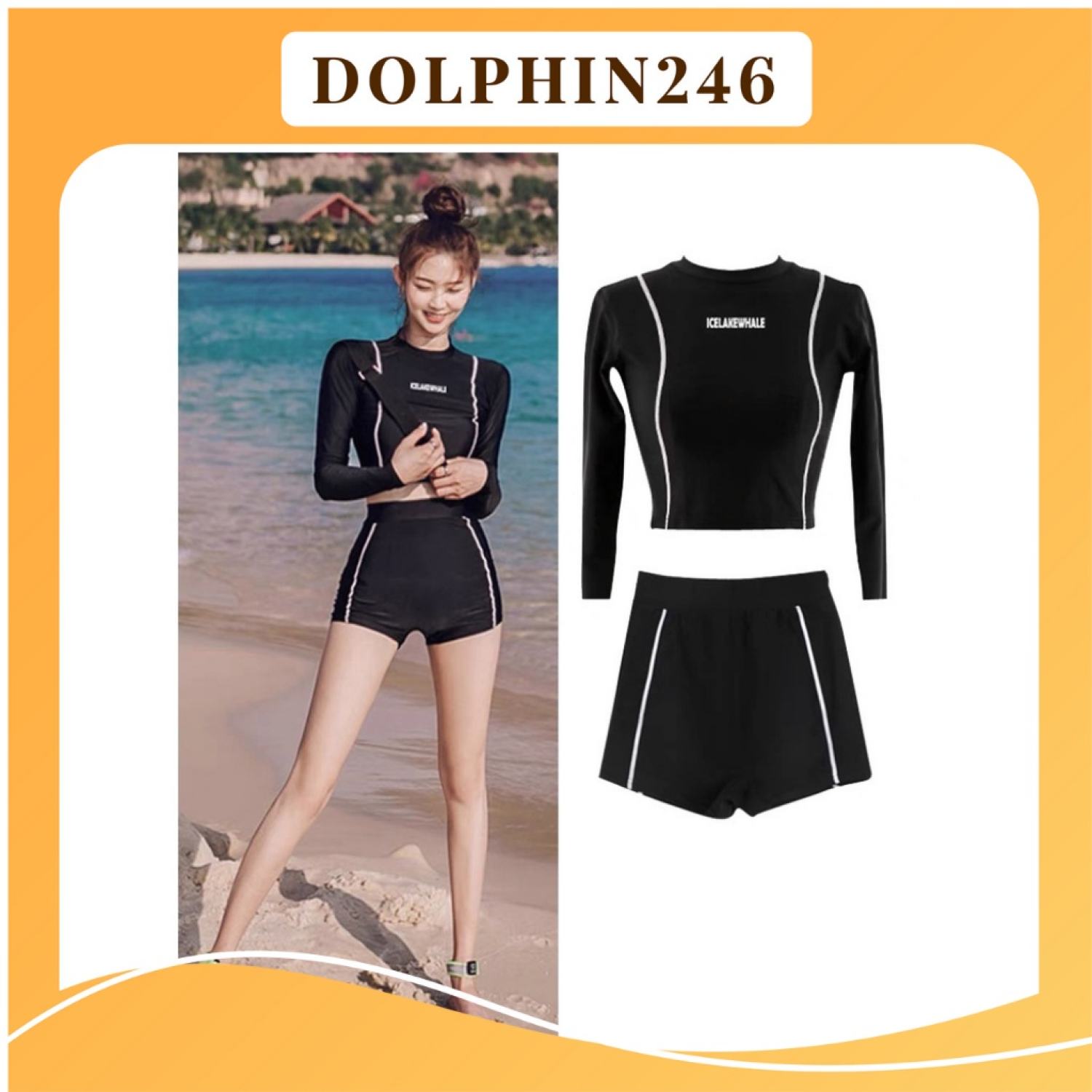 Bikini Đùi 2022 Quảng Châu Đồ Bơi Nữ Dài Tay Đồ Bơi Nữ Chất Đẹp Co Giãn Thoải Mái 2355 DK4T401