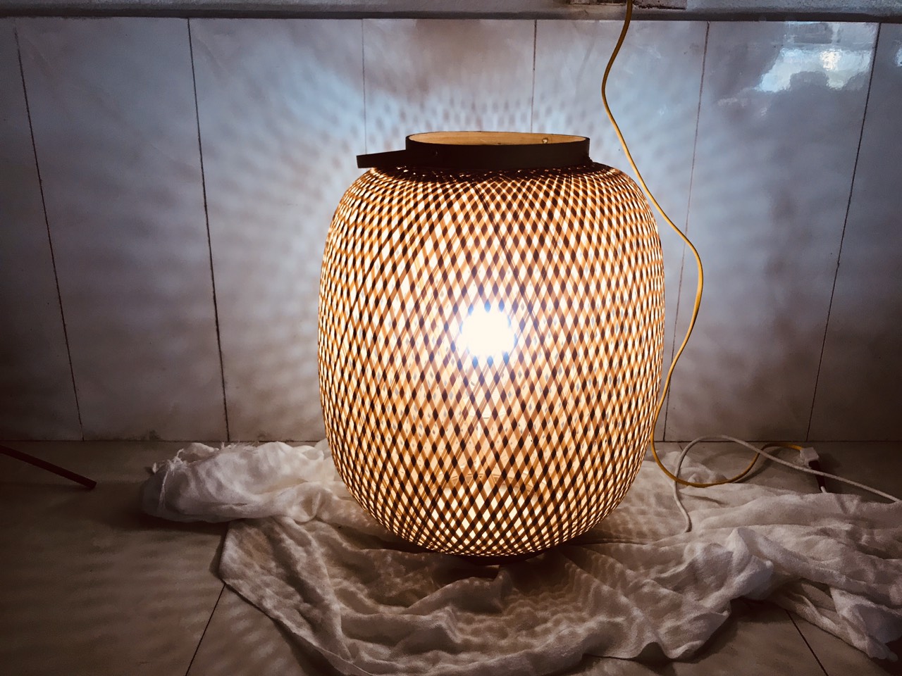 Đèn tre để sàn siêu xinh xắn phong cách Boho, vintage