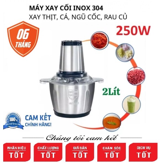 MÁY XAY THỊT ĐA NĂNG INOX 4 LƯỠI SIÊU BỀN( tặng kèm bộ lưỡi dao thay thế)