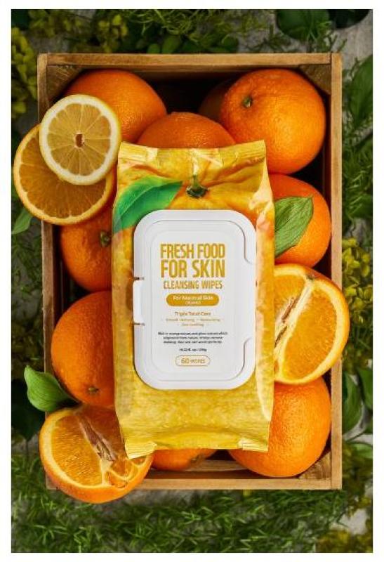 Khăn Ướt Tẩy Trang Farm Skin Fresh Food Orange Cho Da Thường 60 Miếng