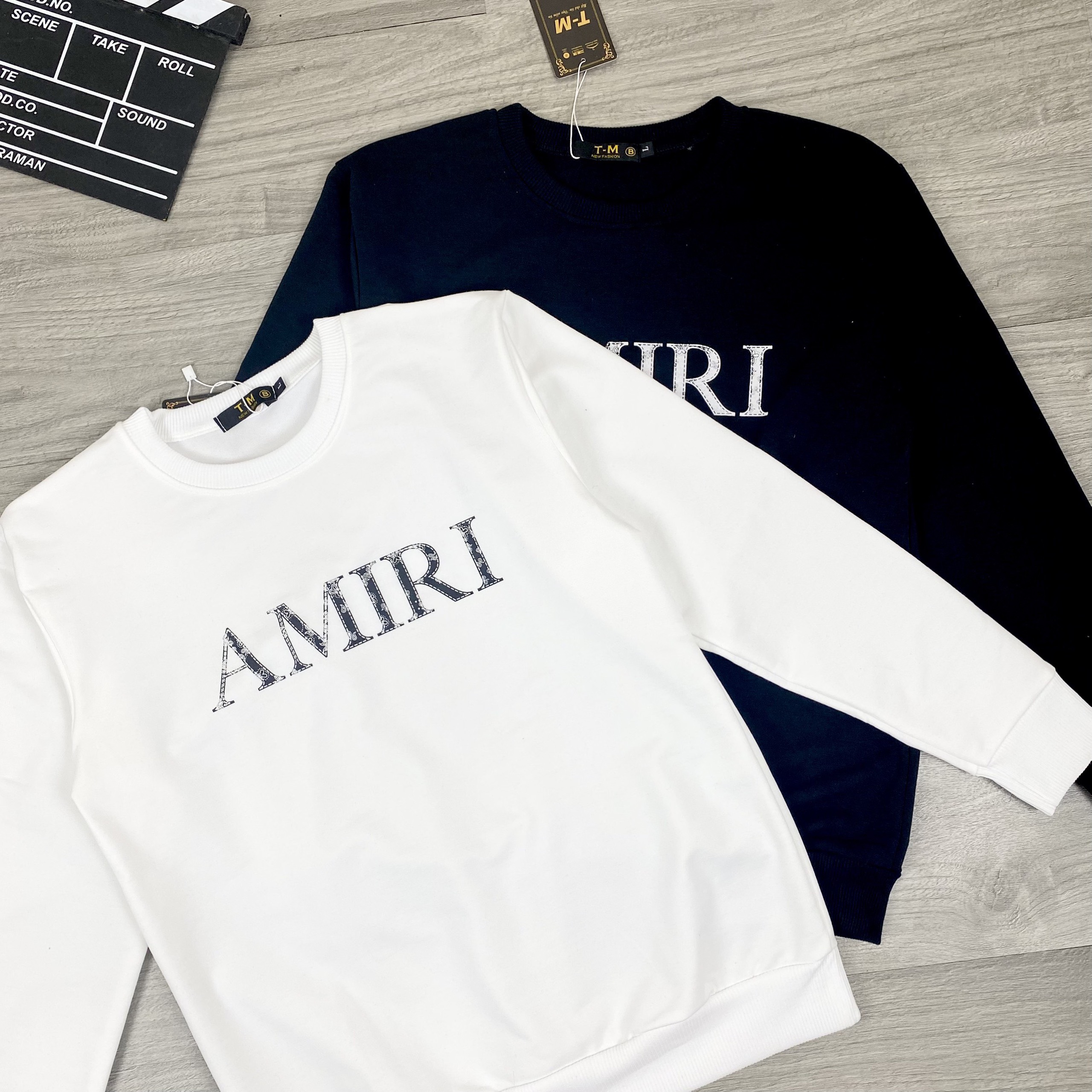 [AB SHOP] ÁO THUN TAY DÀI NAM NỮ BASIC TRƠN IN CHỮ AMIRI TM063 [HCM]