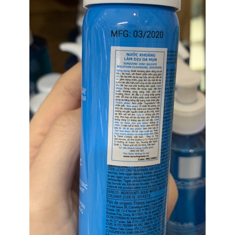 [HCM]Xịt khoáng da dầu mụn La Roche Posay SEROZINC ( 50mL )