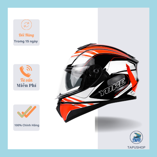 [CHÍNH HÃNG] MŨ BẢO HIỂM FULLFACE YOHE 981 TRẮNG ĐỎ