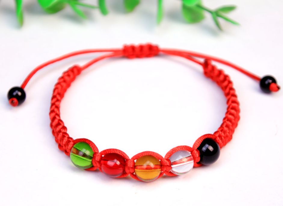 (HCM) Vòng Tay Bình An Pha Lê Chỉ Ngũ Sắc