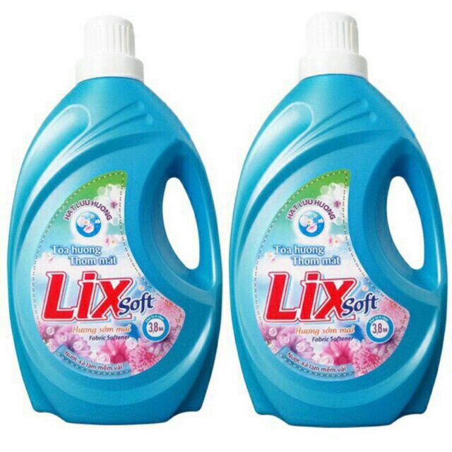 Nước xả vải Lix Soft can 3.8 lít hồng & xanh