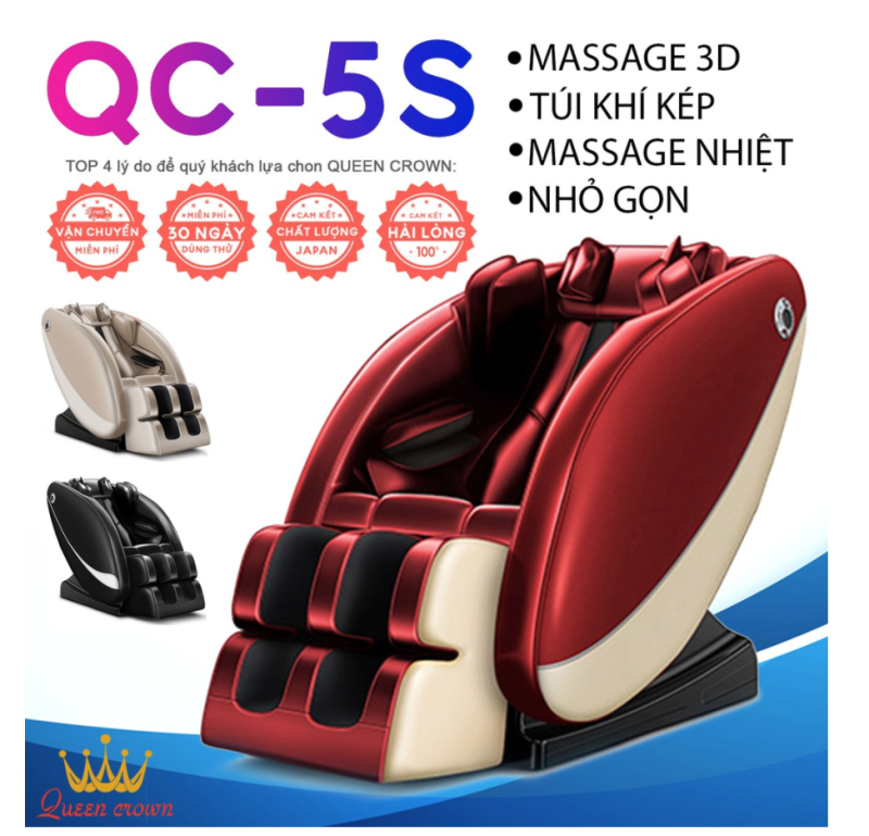 GHẾ MASSAGE TOÀN THÂN NHẬT BẢN QUEEN CROWN QC-5S - Mát Xa Bảo Vệ Sức Khỏe, Giảm Thiểu Căng Thẳng Thư Thái Tinh Thần
