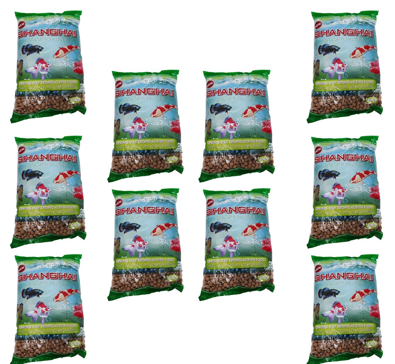 Combo 10 Gói Thức Ăn Cá ShangHai Viên Lớn 500g - Cám Cá Cảnh
