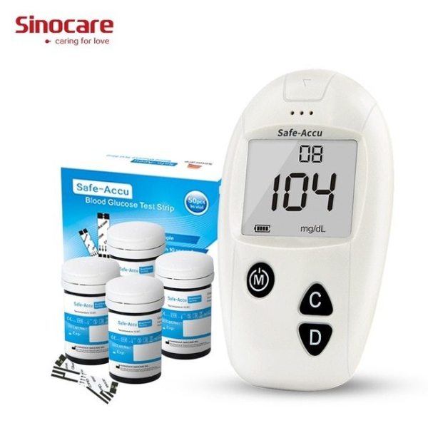 Máy đo đường huyết Sinocare Safe Accu tặng 1 hộp 50 que thử và hộp 50 kim chích máu cao cấp