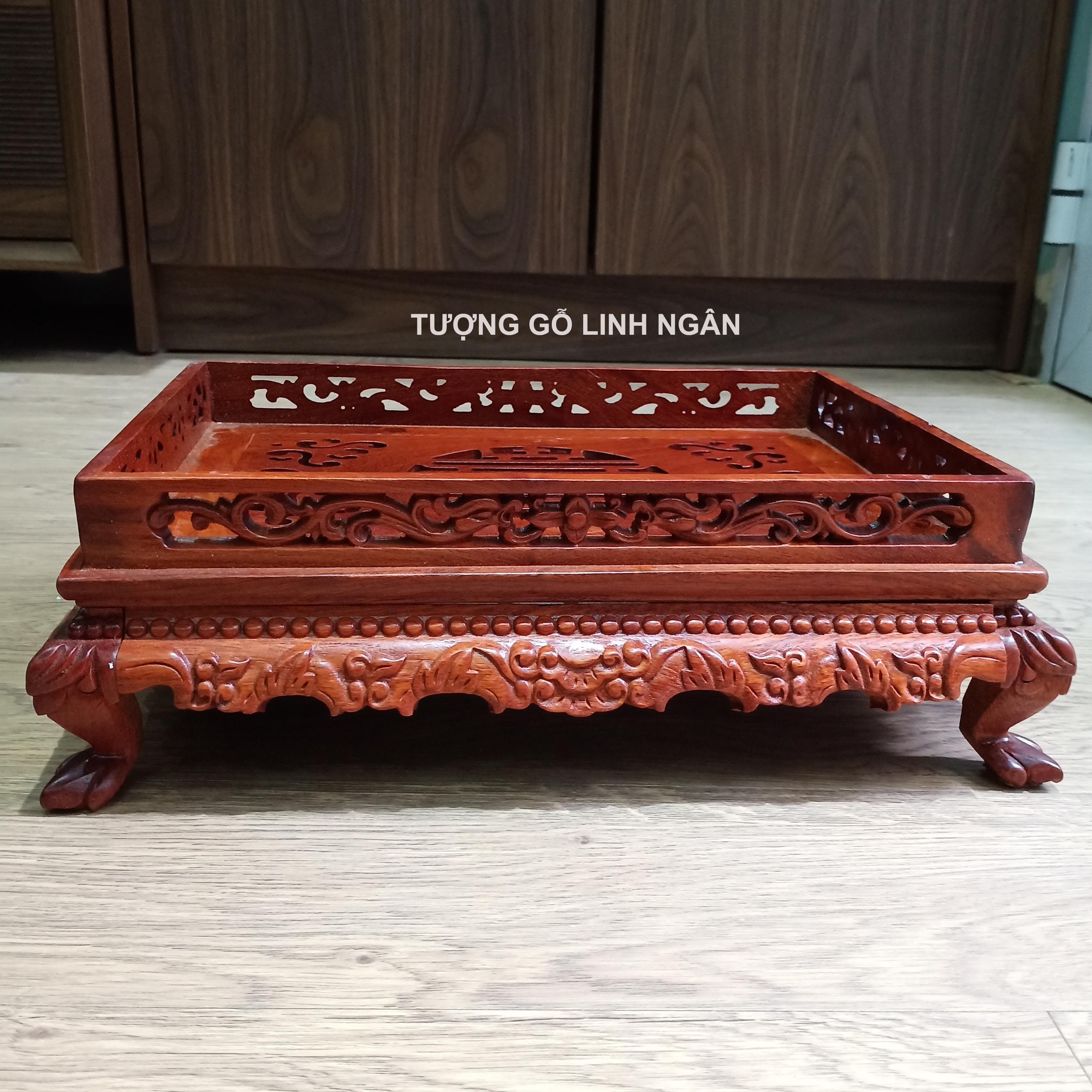 Khay trà trạm thọ gỗ hương (Cao 12 ngang 37 sâu 27 cm)