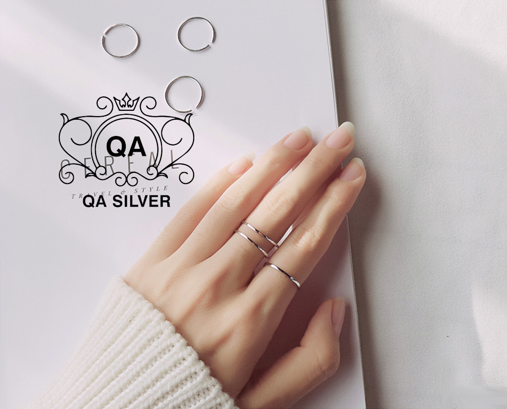 Nhẫn bạc 925 trơn chỉ mảnh bo vuông nhẫn tròn tối giản S925 BASIC QA SILVER Ring RI180303