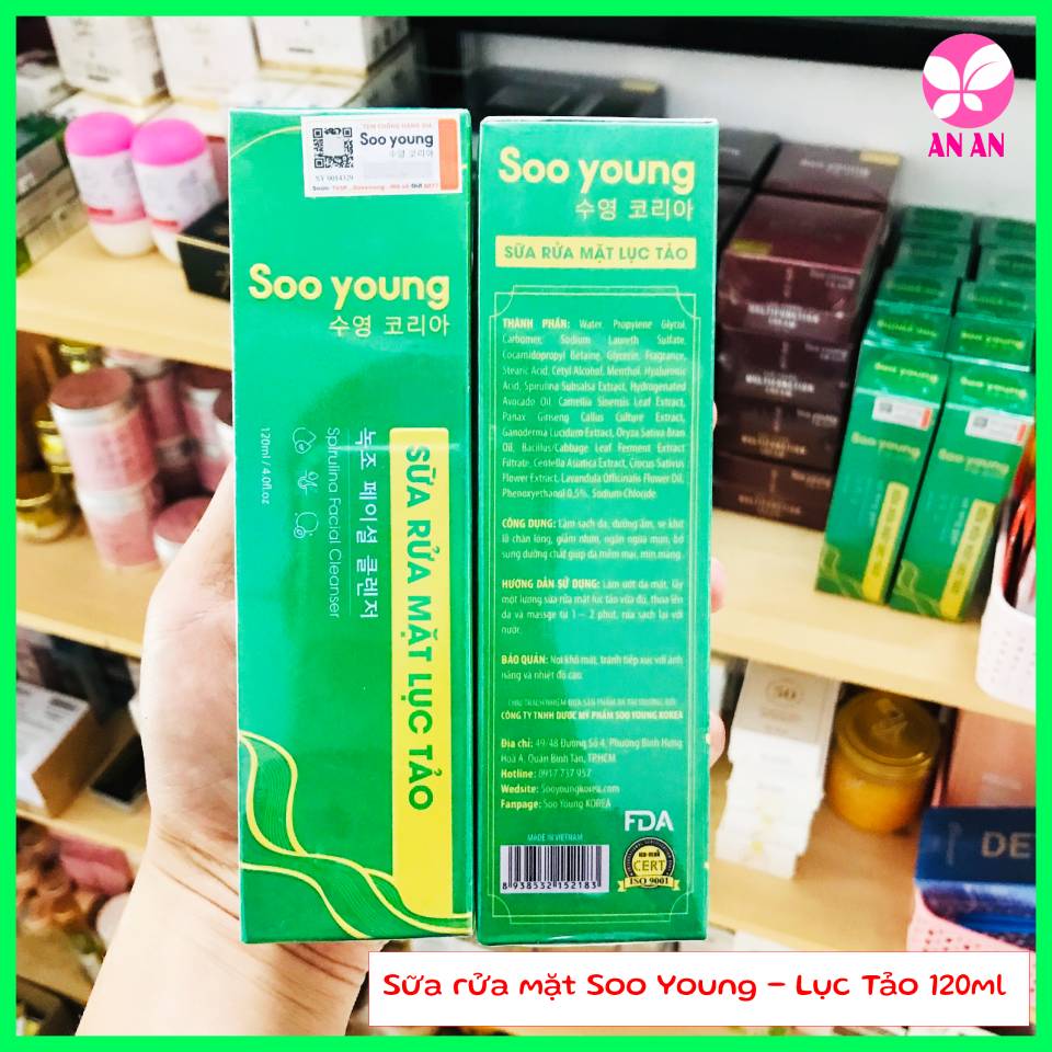 Sữa rửa mặt Lục tảo Soo Young 120ml - Sữa rửa mặt Sooyoung - Hàng chính hãng
