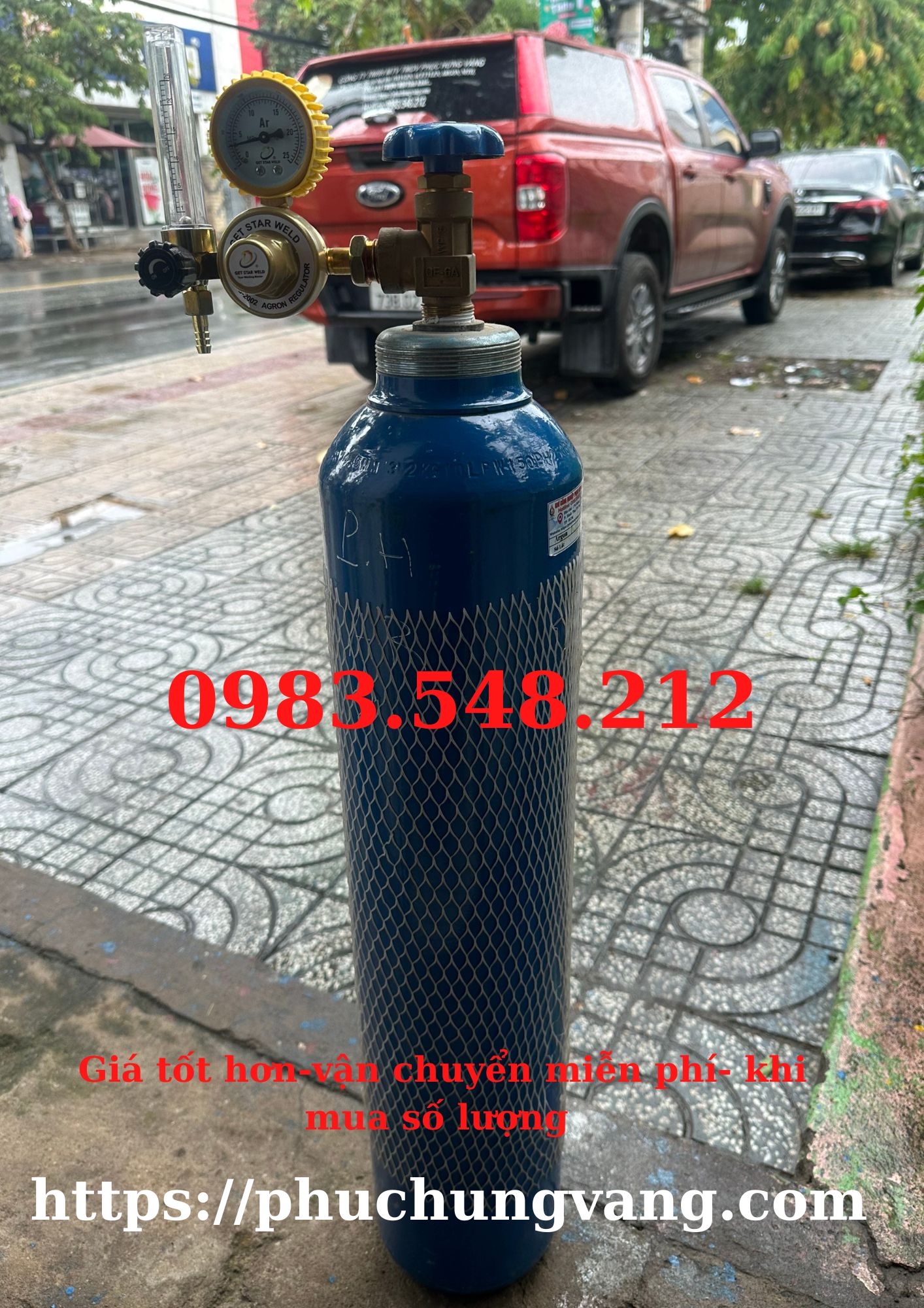 Bình Khí Argon 10Lít Đã Nạp Khí (1.5m3 Khí) - Hàn Tig