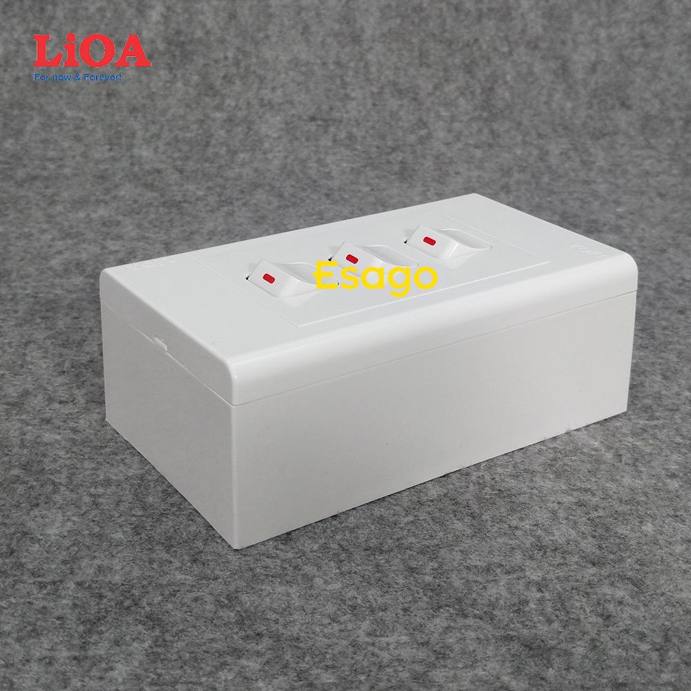 [HCM]Combo 3 công tắc điện 1 chiều + mặt lỗ vuông LiOA - Lắp nổi