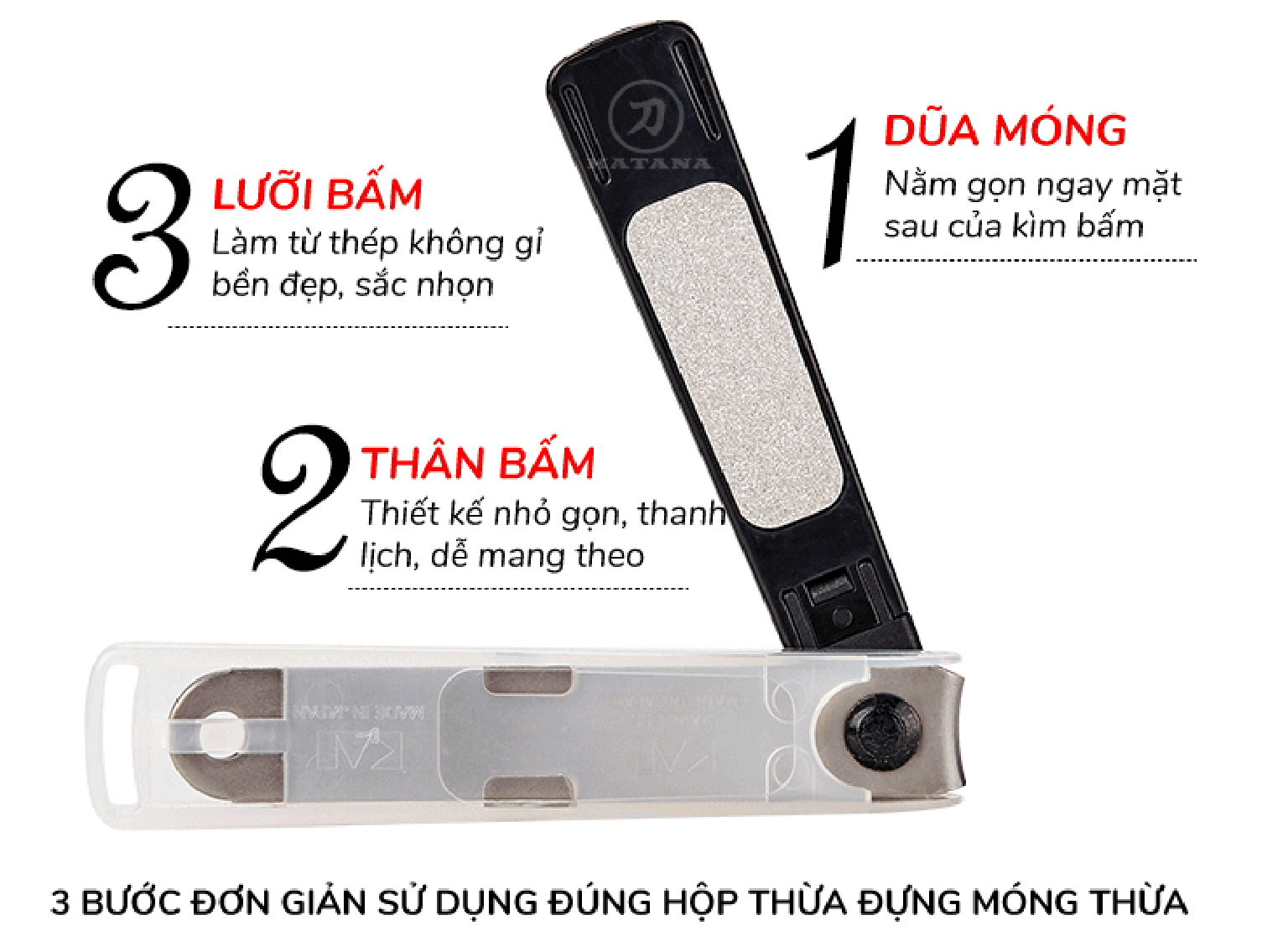 Bấm móng tay cao cấp Nhật KAI-001L màu đen KE0123