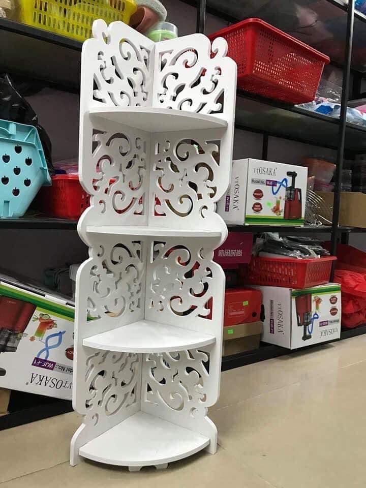 Kệ Góc 4 Tầng Hoa Văn Gỗ