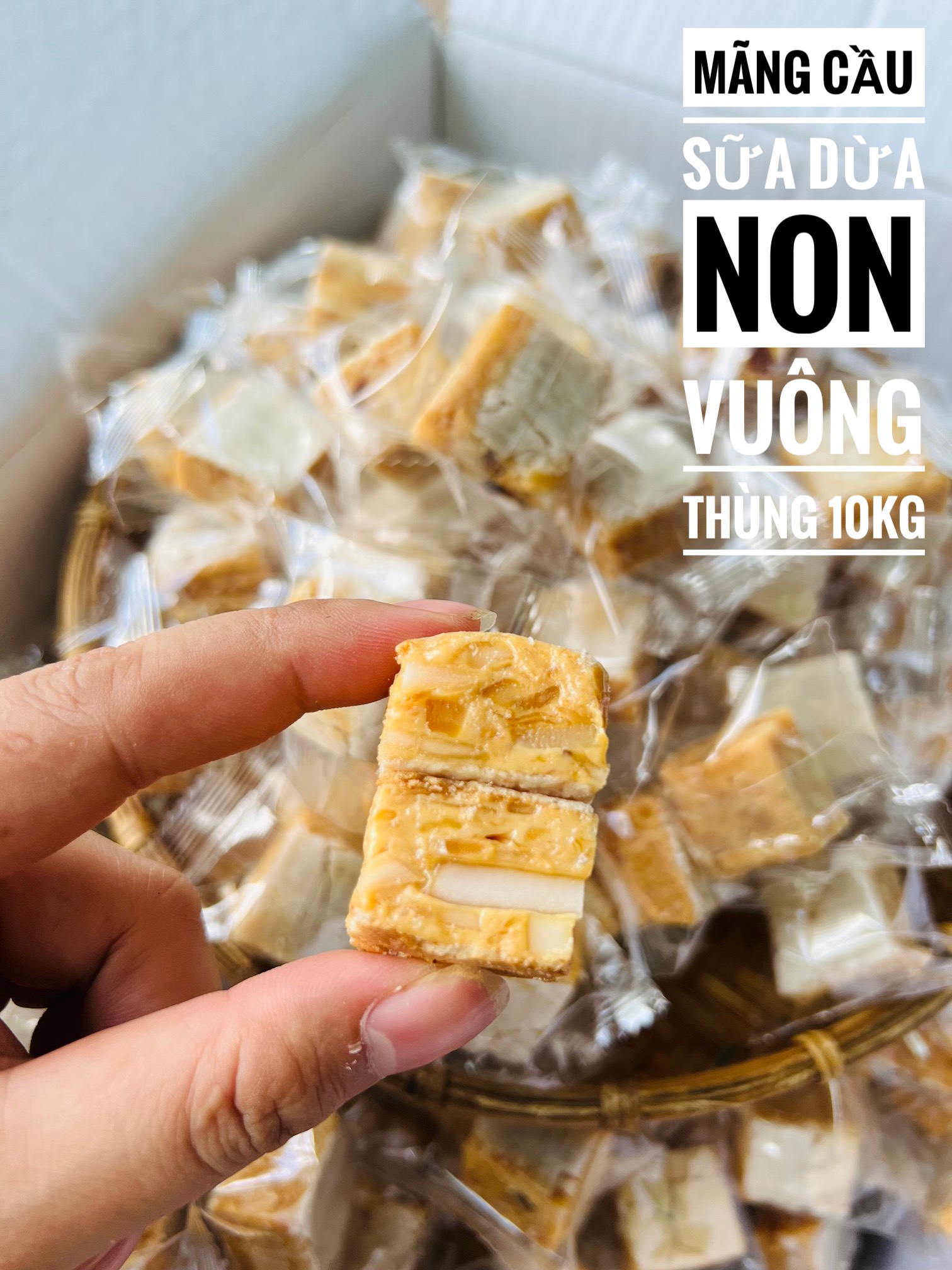 Kẹo mãng cầu sữa dừa non vuông