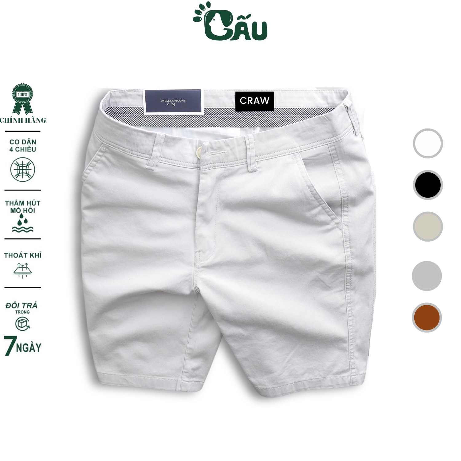 Quần short nam Gấu 194 chất kaki siêu dày dặn, sang chảnh form gerular fit