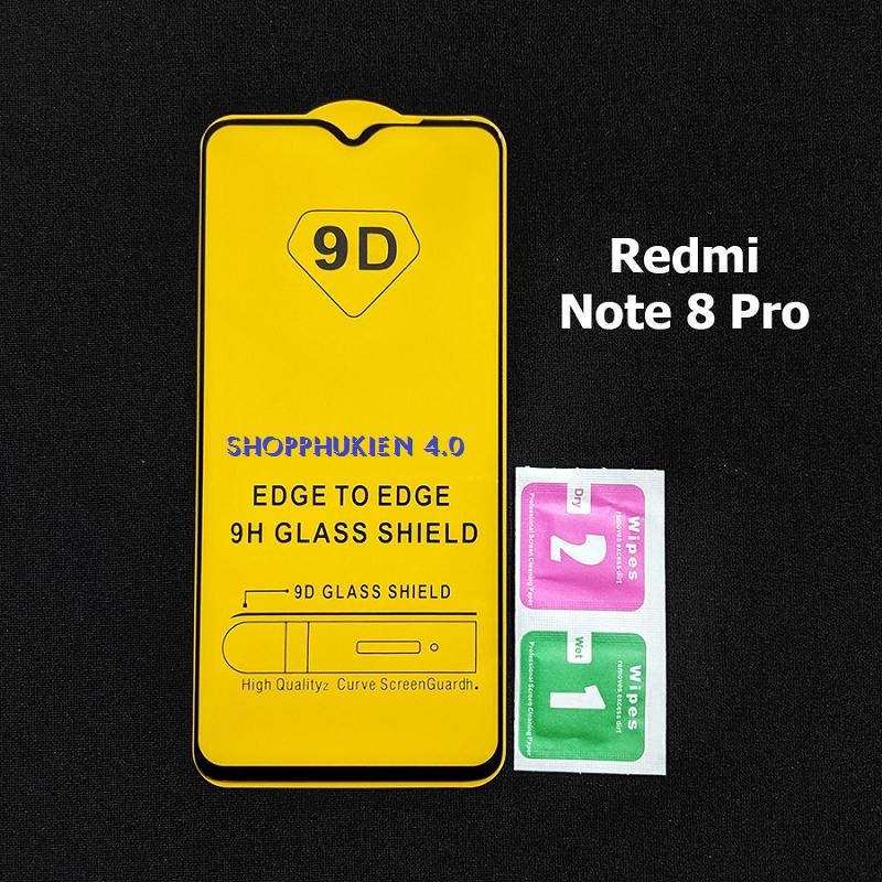 Kính cường lực Xiaomi redmi note 8 / note 8 pro full 9D viền siêu mỏng + Dán lưng PPF Ánh 7 màu cao cấp Combo 2 sản phẩm