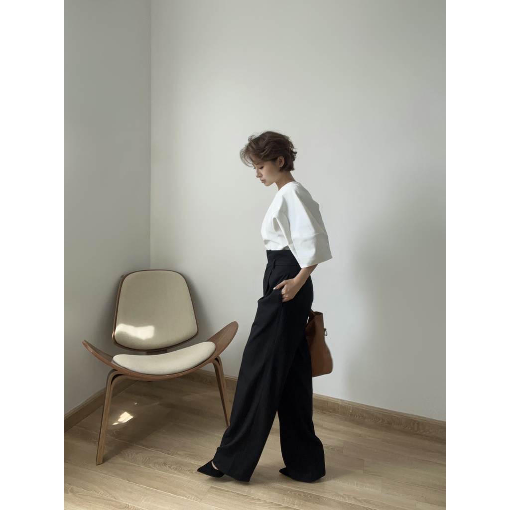 MARE - QUẦN SUÔNG CẠP CAO MÀU ĐEN EDIN TROUSER