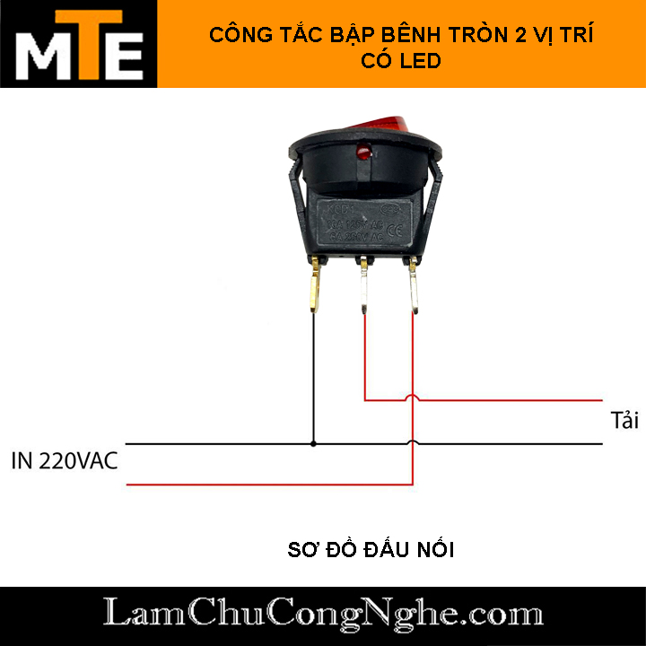 Công tắc bập bênh tròn 2 vị trí có LED KCD1