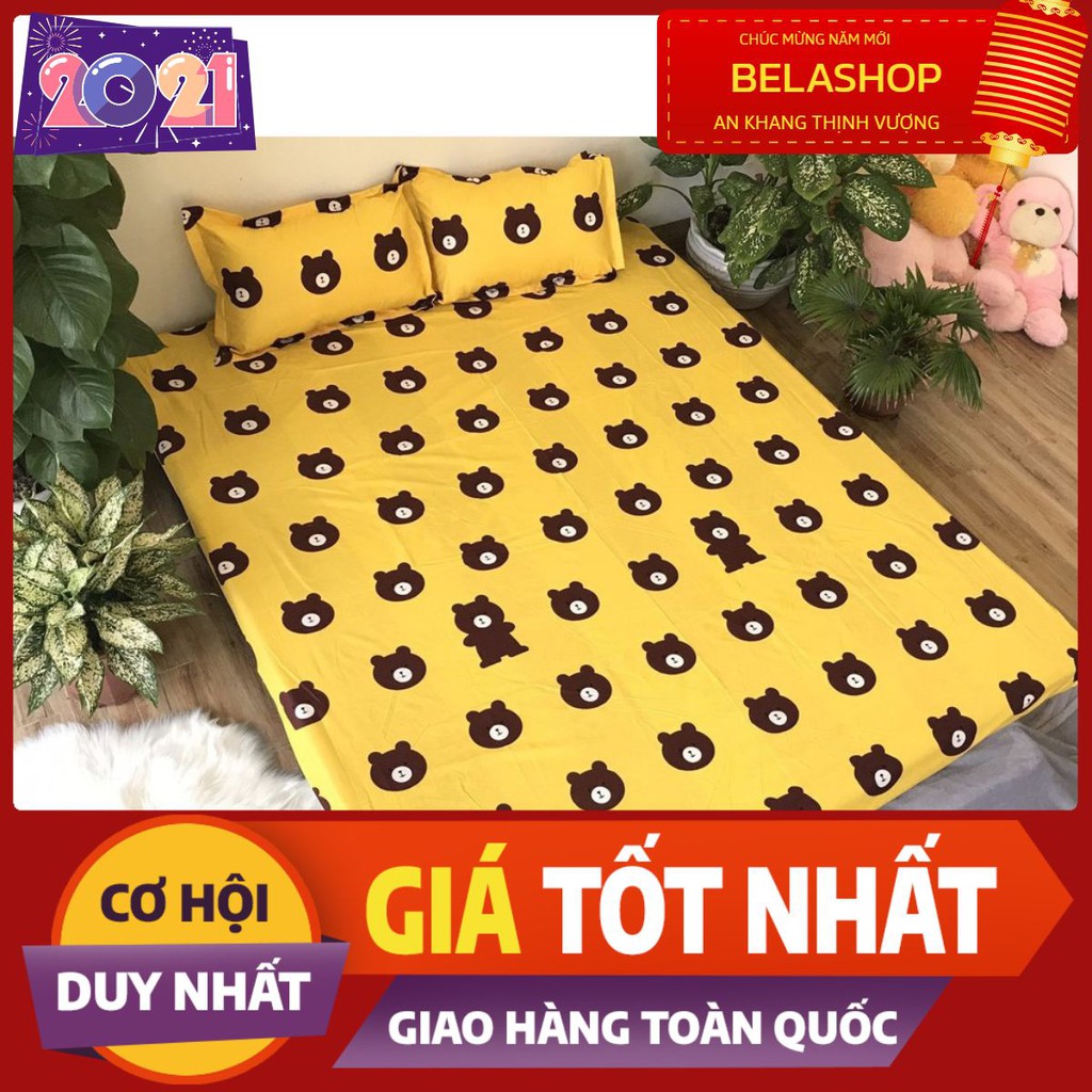 [HCM]Bộ ga gối Drap 1m8 Cotton Poly Vikona mẫu A0019