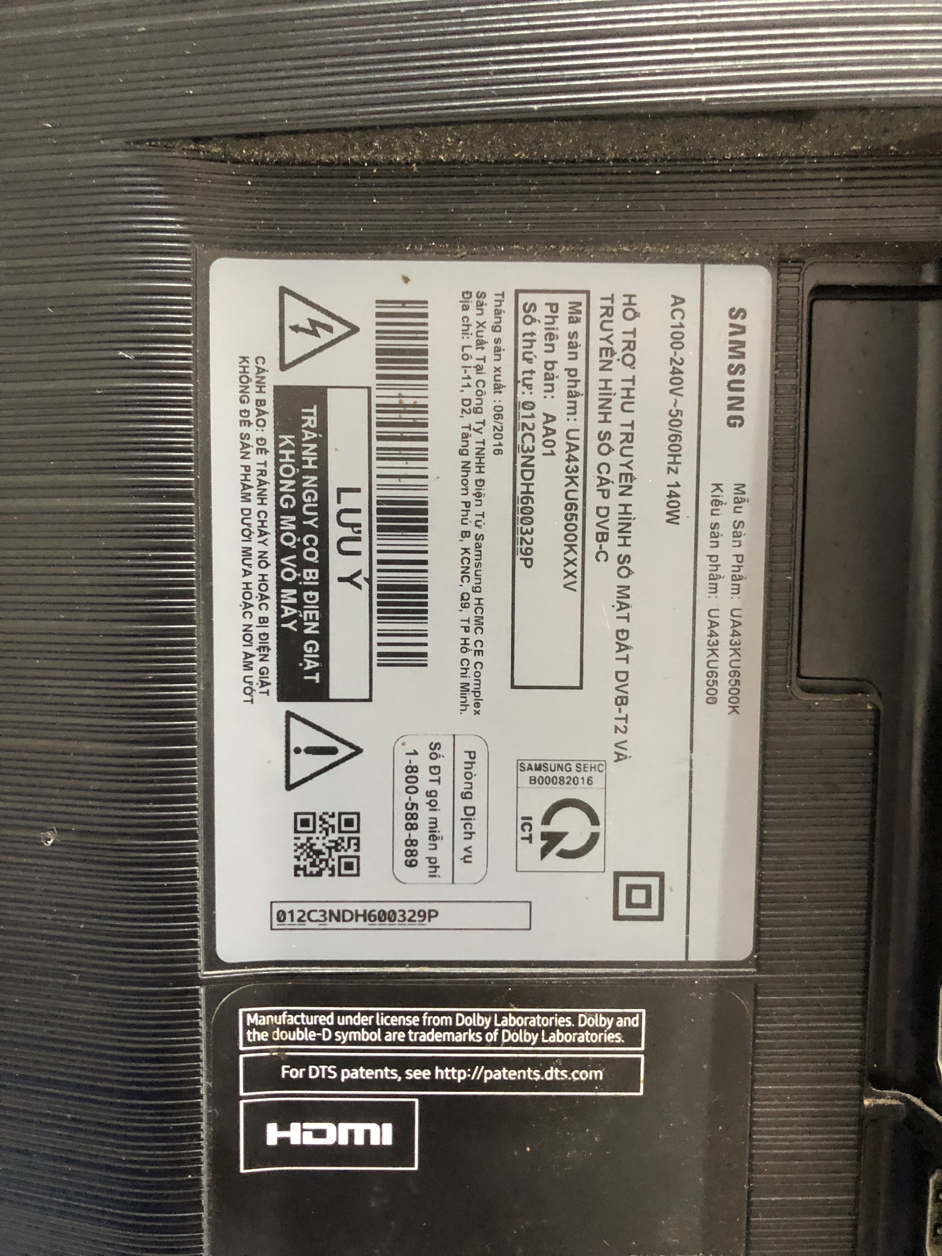 SAMSUNG UA43KU6500K (BO NGUỒN)