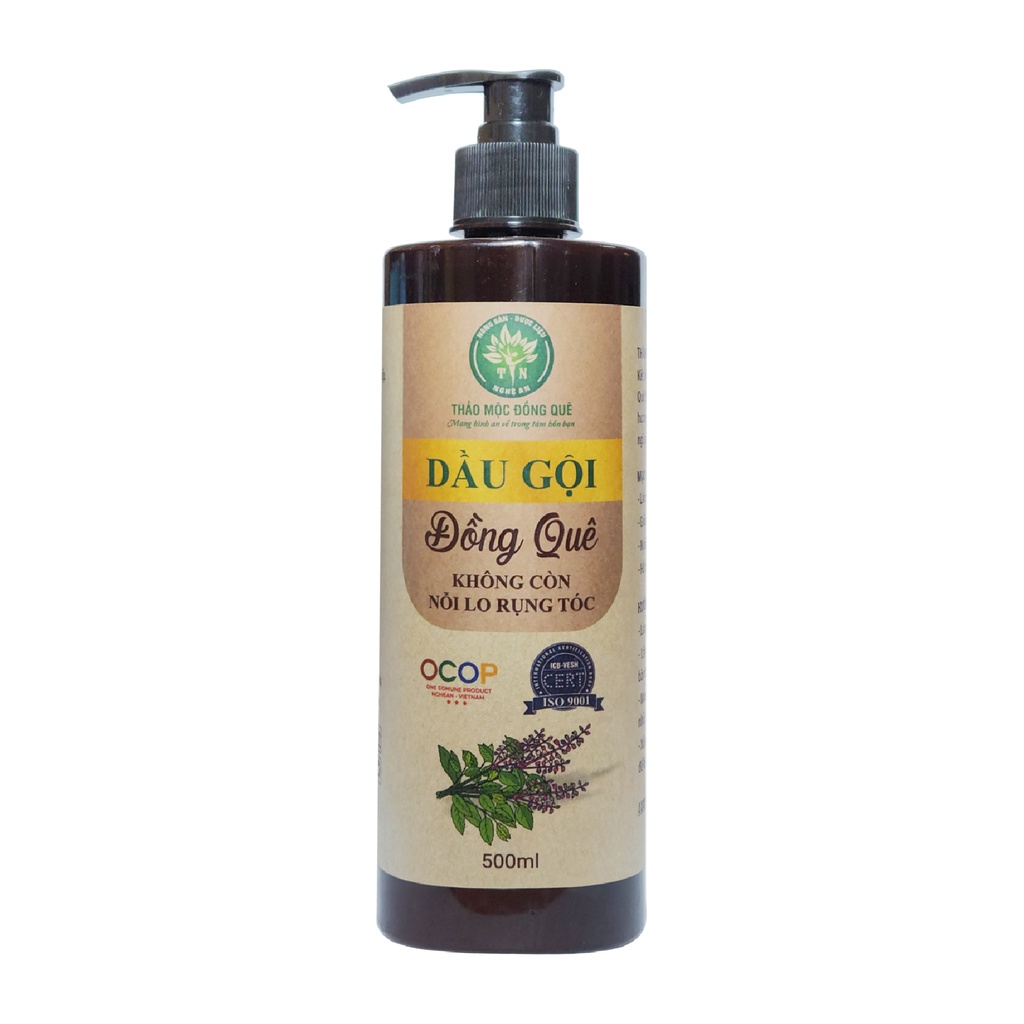 Dầu gội thảo mộc bồ kết bưởi thảo dược cô đặc giúp sạch gàu, giảm gãy rụng Thảo mộc Đồng Quê - 500ML