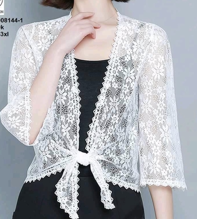 Áo ren khoác nhẹ phong cách mới cột nơ