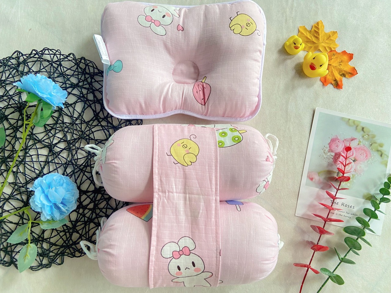 Gối chặn bông vải xô 1kg (có gối đầu)