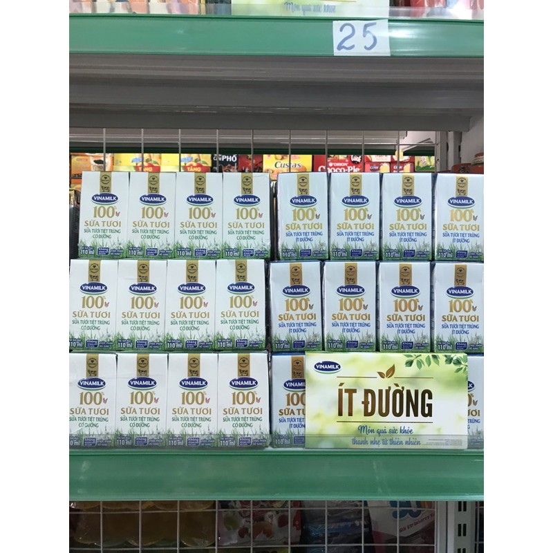 Vỉ sữa tươi Vinamilk 100% Sữa Tươi 110ml