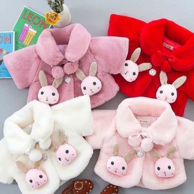 Áo khoác lông thỏ dày mịn ấp áp