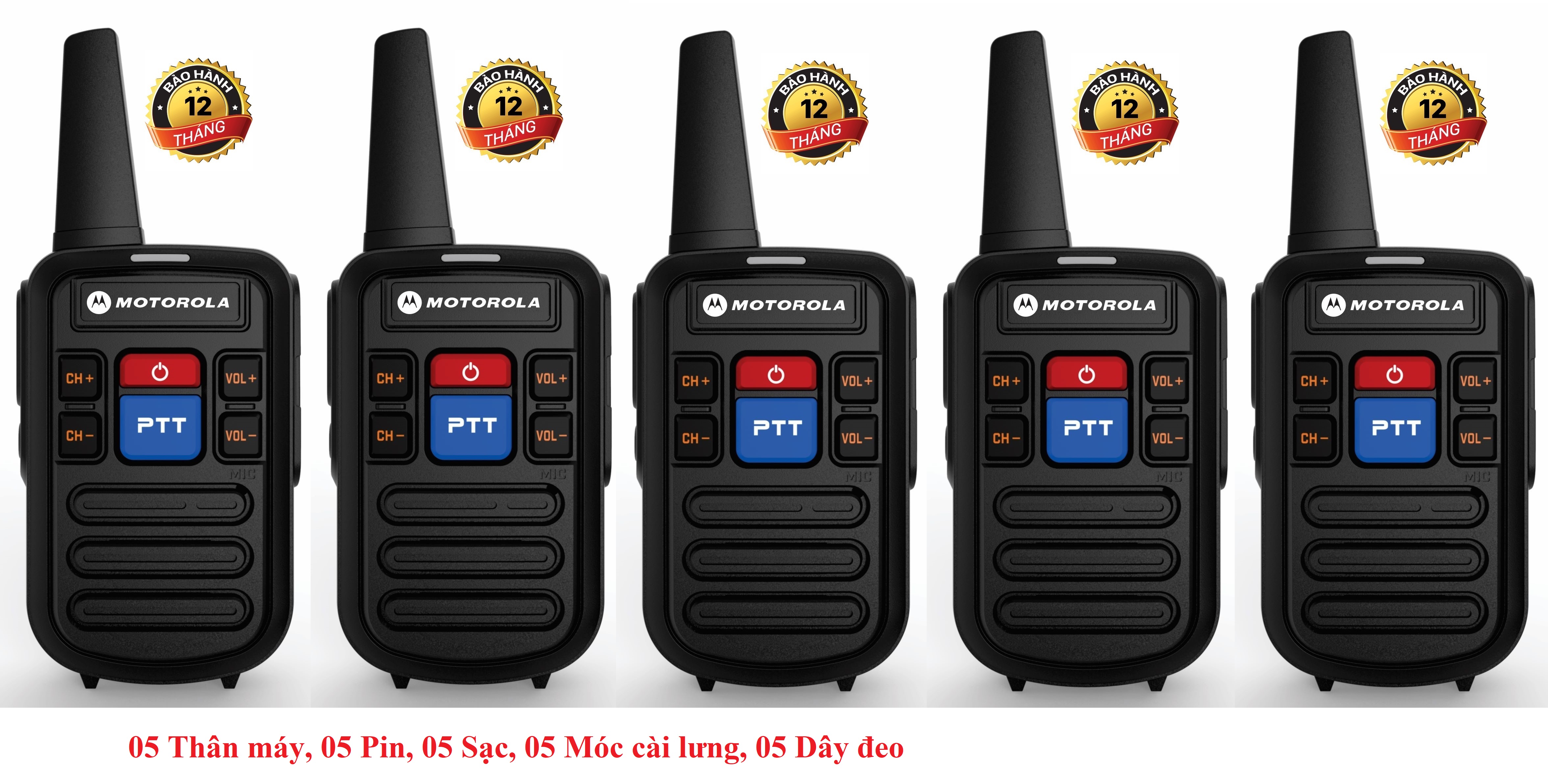 Bộ 5 Bộ đàm Mini Motorola GP800 (chất lượng khủng, 2 phím bấm PTT tiện dụng, Sạc Type C)