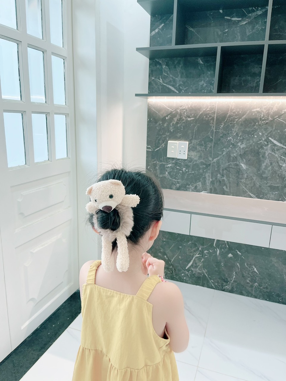 Dây cột tóc hình thỏ bông 3D xinh xắn đáng yêu